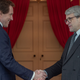 Bertie Carvel as Tony Blair and Jonny Lee Miller as John Major on The Crown